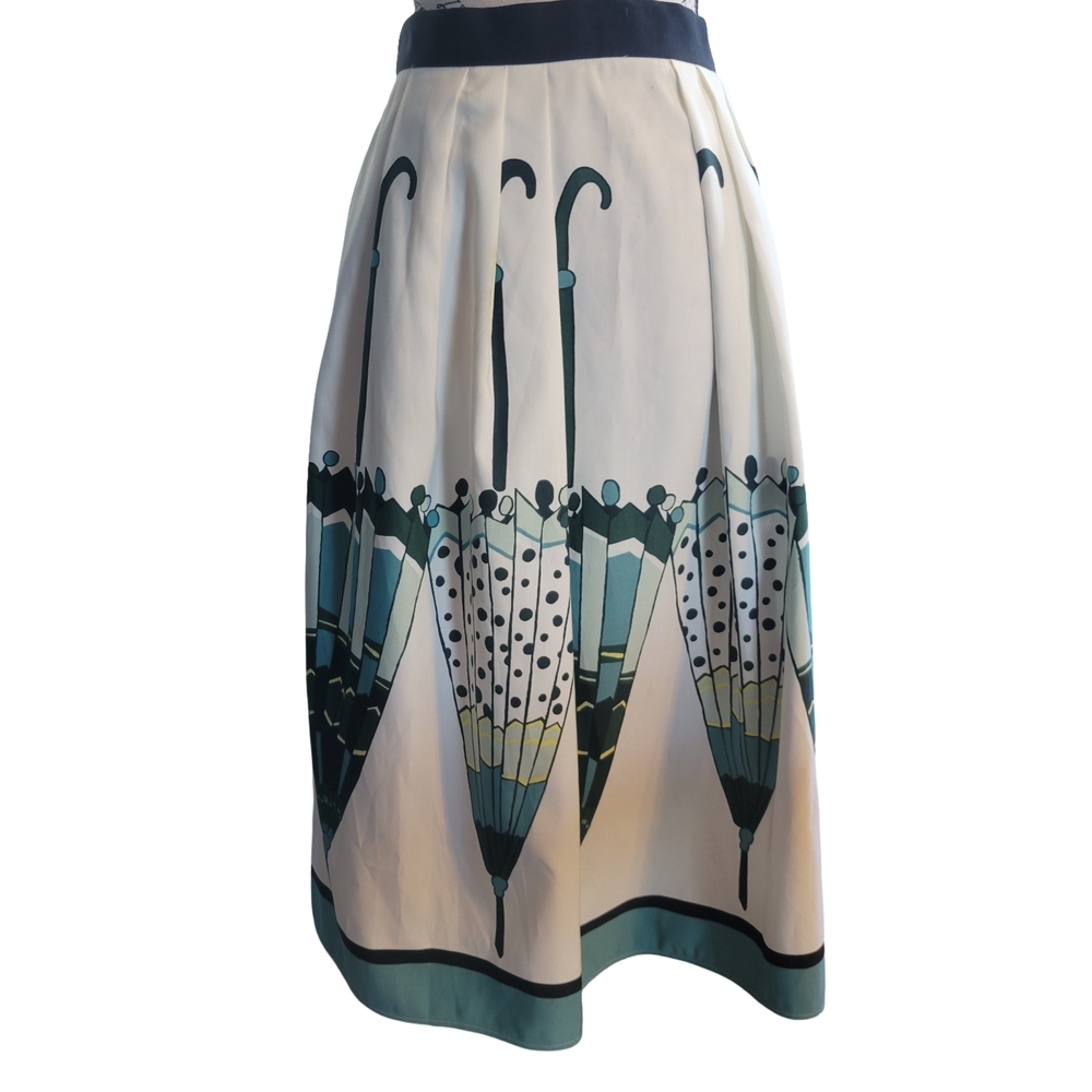 eva mendes for New York & Company Women's Umbrella Print Skirt - Blue and Cream - Picture 4 of 13